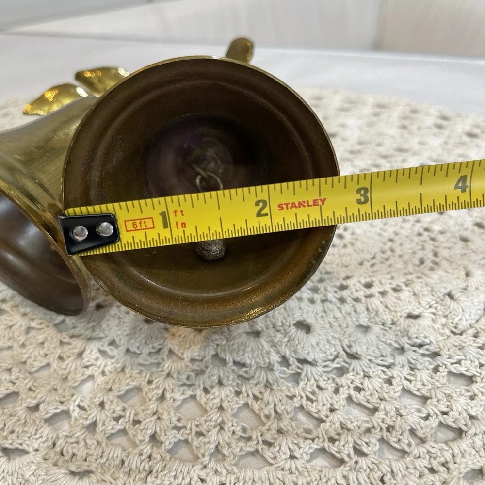 Vintage Signed Brass Double Bell Birds Branch Mid Century Modernist Decorative